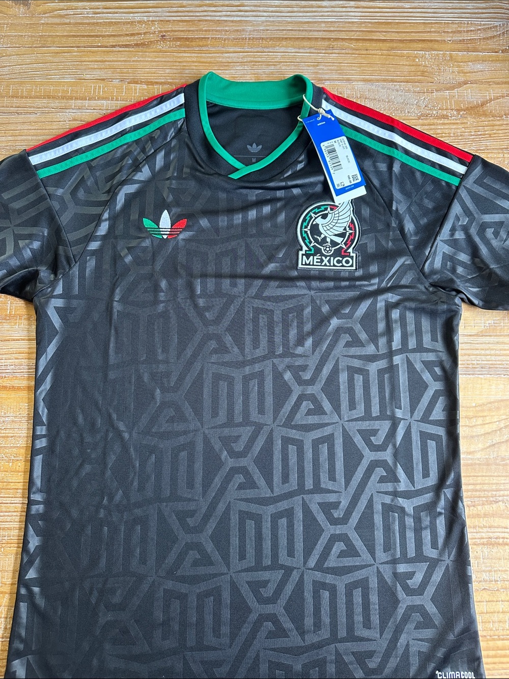 Adidas Black Mexico Men's Soccer Jersey with Green & Red Accents